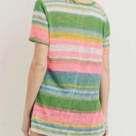 Women's Top ALL SORTS OF STRIPES V-Neck Blouse - Picture 3 of 3